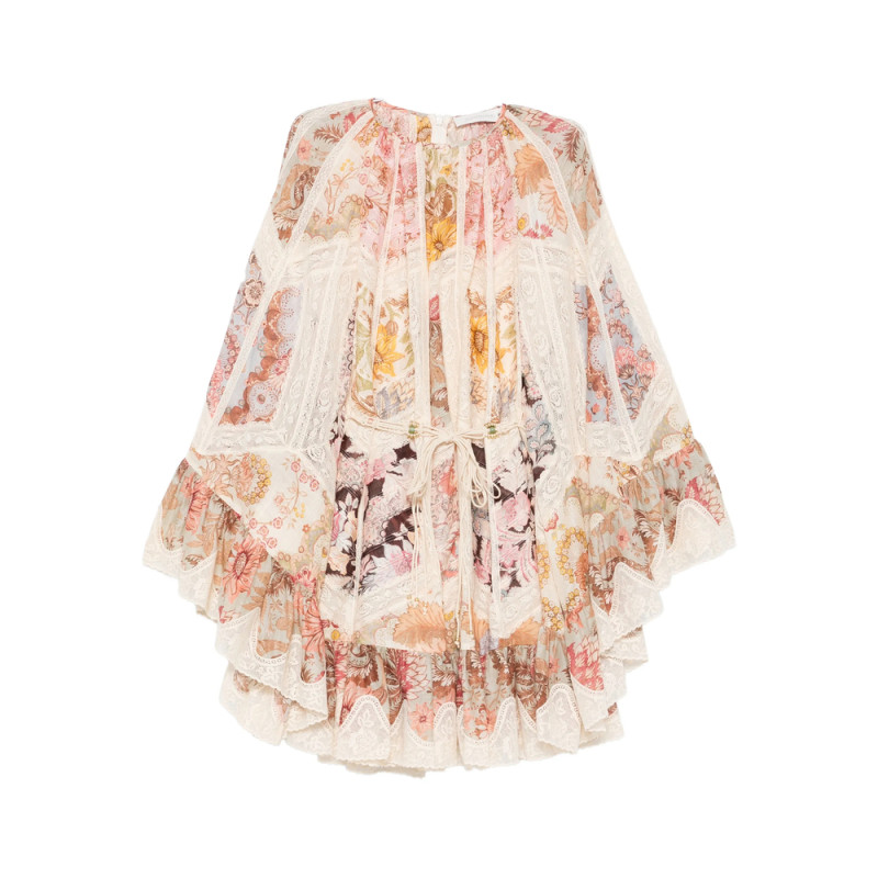 Zimmermann Daylight Lace-detail Floral-print Mini Dress