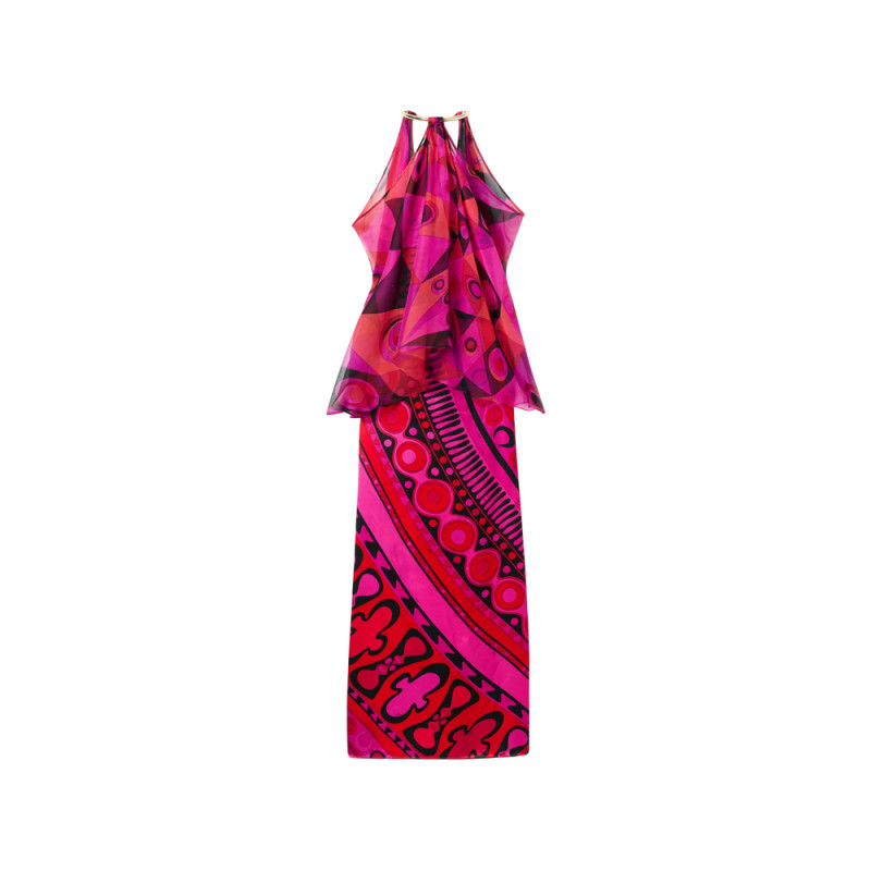 Pucci Occhi-print Satin And Chiffon Dress