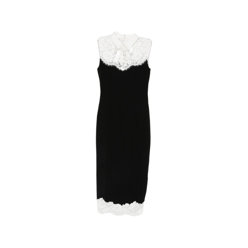 Self-portrait Lace-trimmed Bow-detail Midi Dress