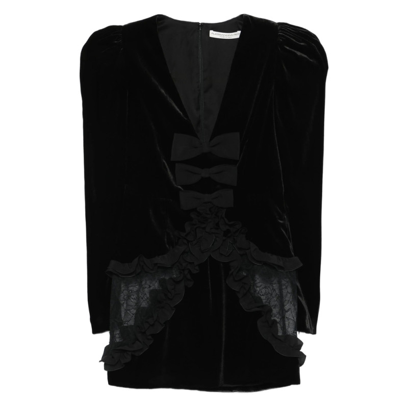 Alessandra Rich Bow-detailed Velvet Mini Dress