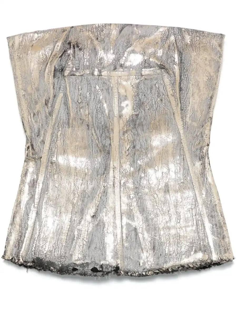 cracked-effect bustier