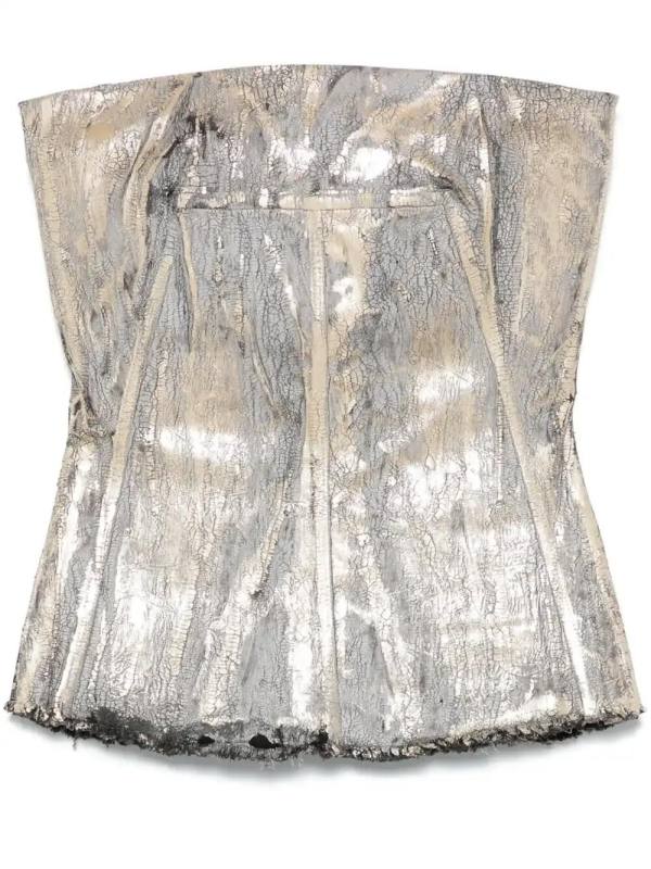 cracked-effect bustier