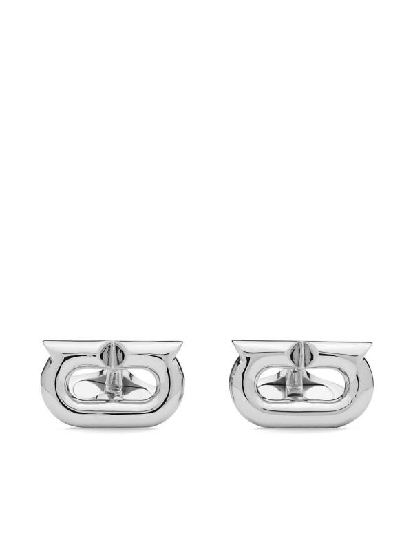 Gancini-plaque logo-engraved cufflinks