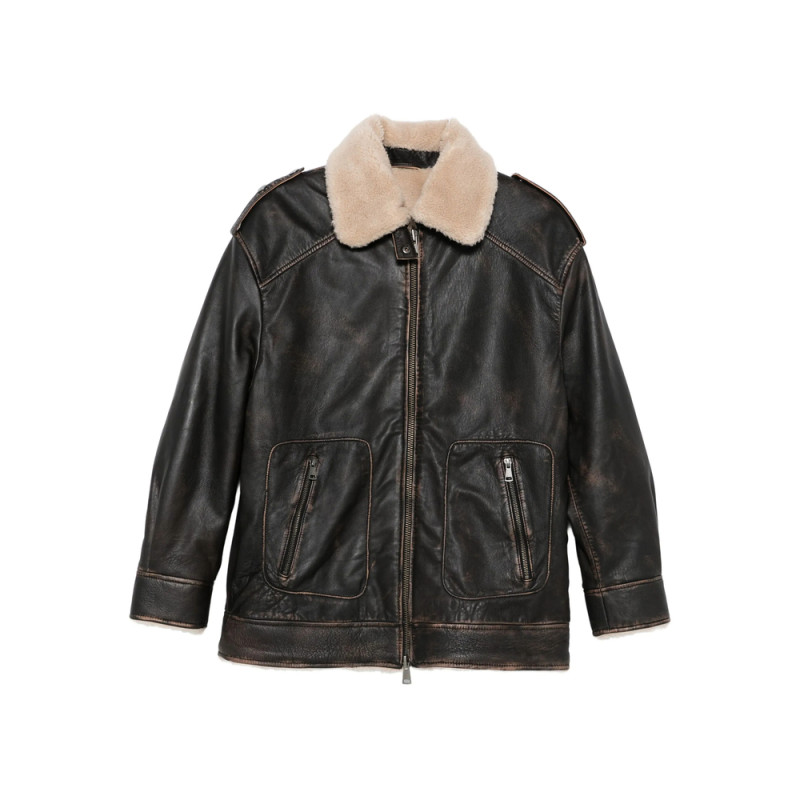 Eraldo Shearling-collar Leather Jacket