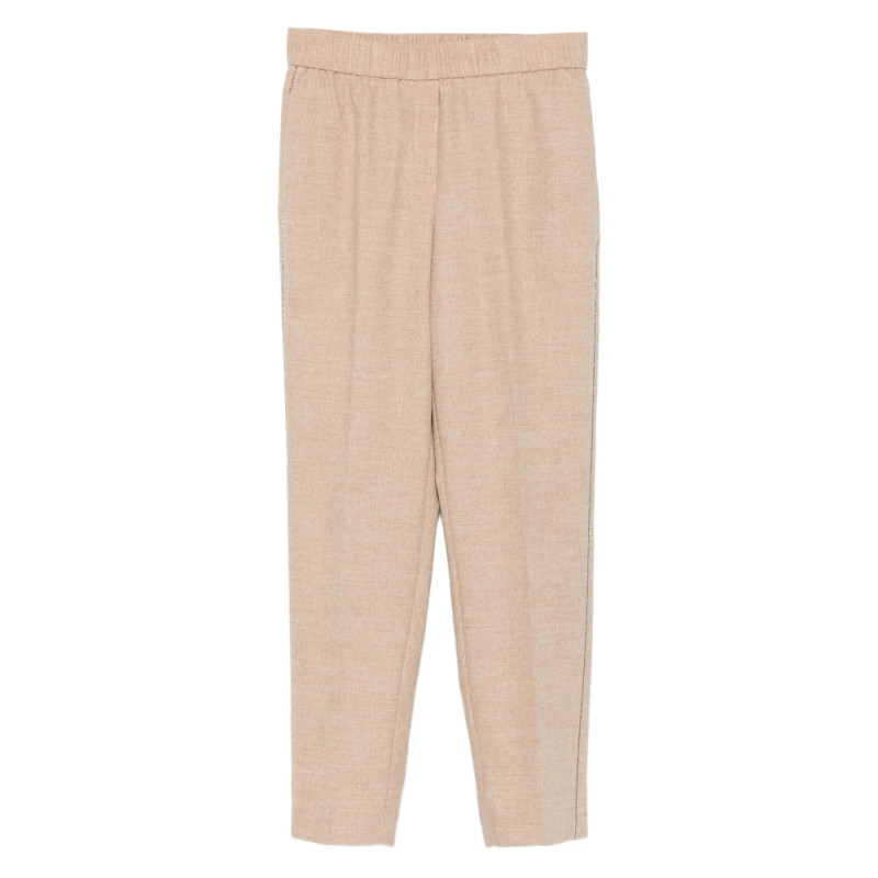 Peserico Elastic-waistband Side-stripe Trousers