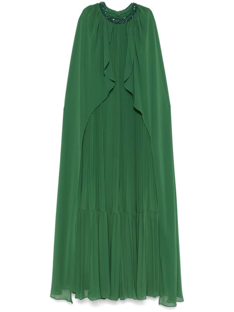 chiffon cape maxi dress