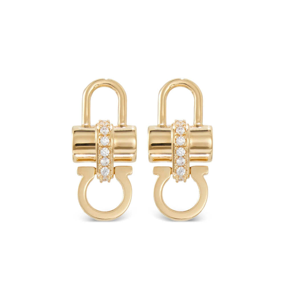 Ferragamo Crystal Embellished Padlock Earrings