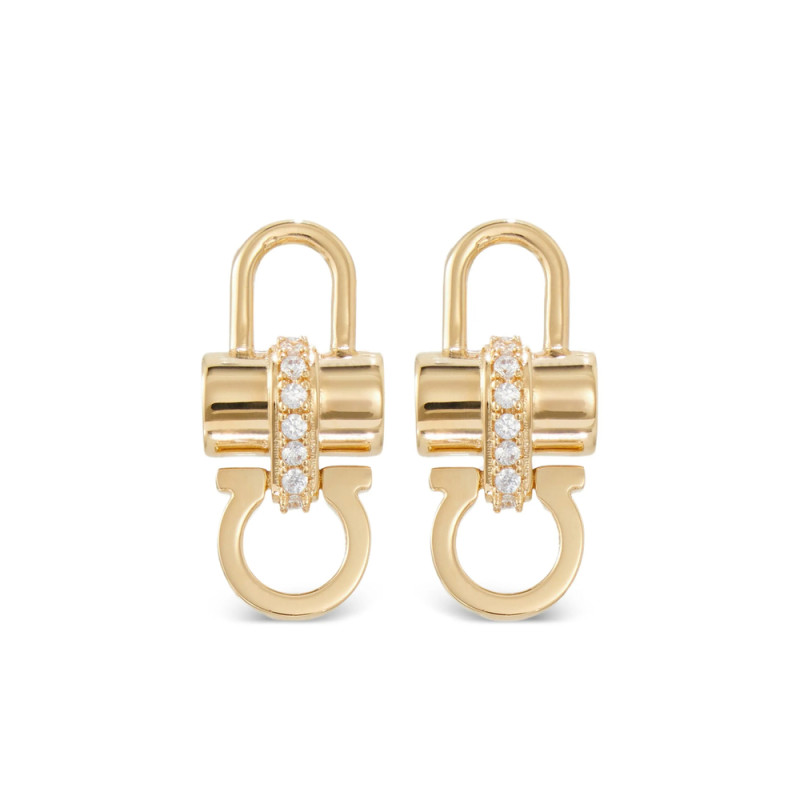 Ferragamo Crystal Embellished Padlock Earrings