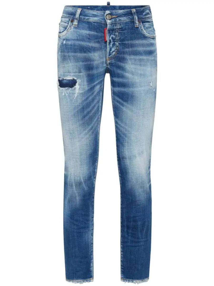 distressed-effect jeans