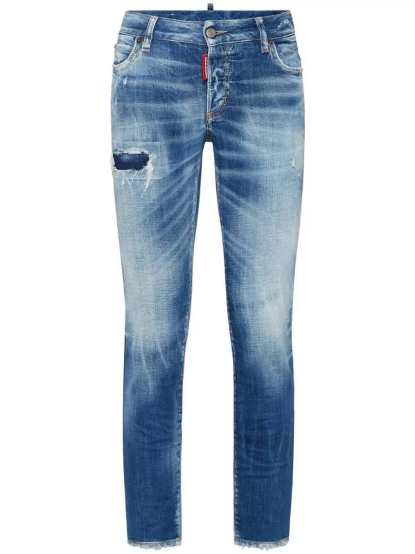 distressed-effect jeans