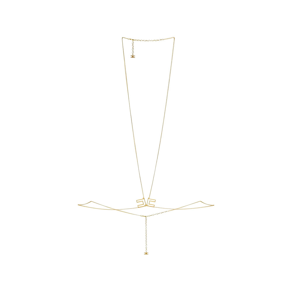 Elisabetta Franchi Bodychain Necklace In Golden Metal