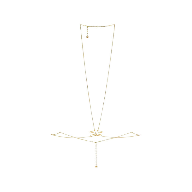 Elisabetta Franchi Bodychain Necklace In Golden Metal