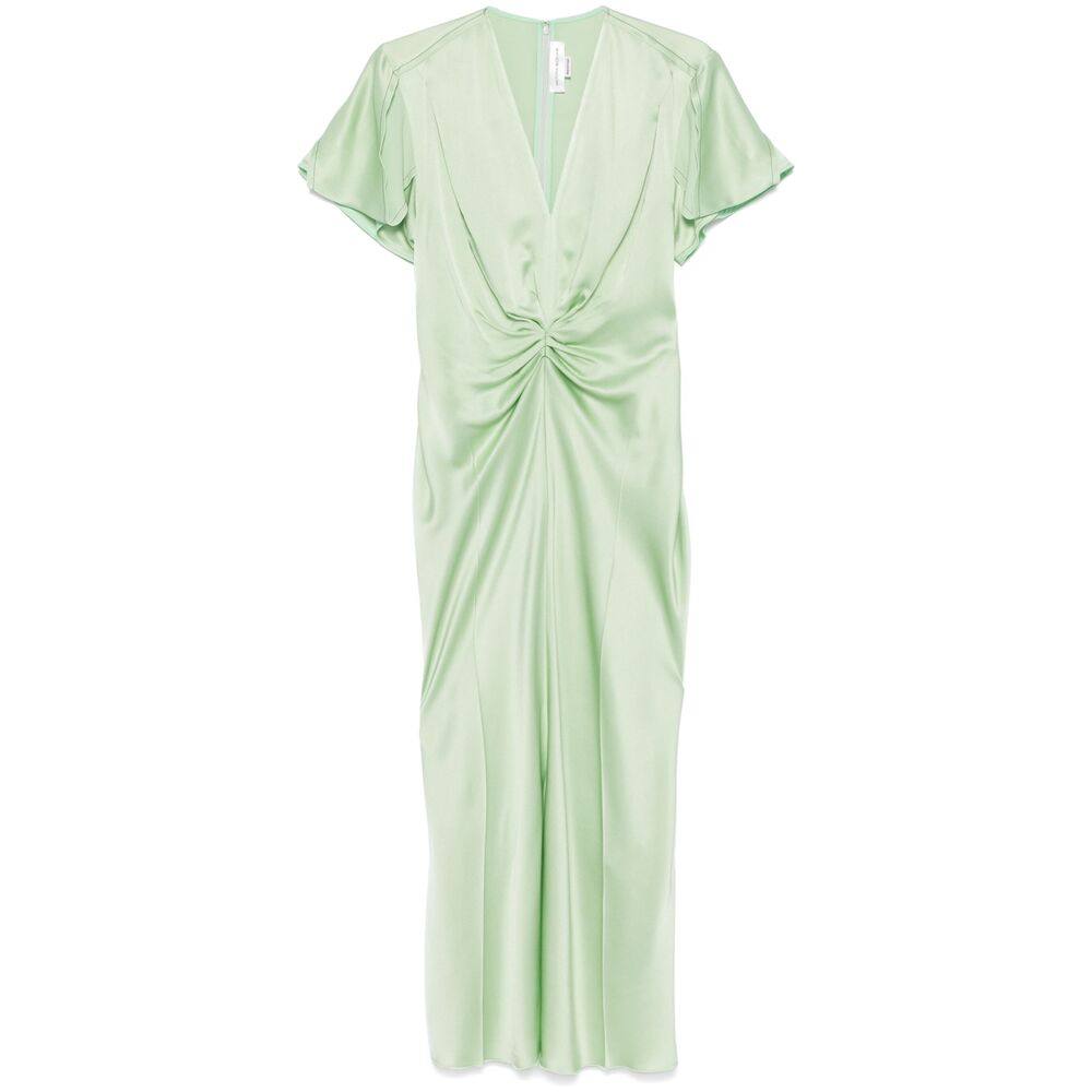 Victoria Beckham Gathered V-neck Midi Dress