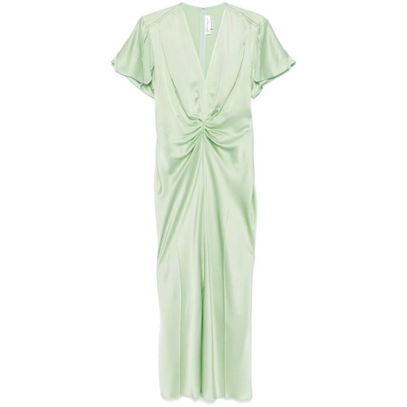 Victoria Beckham Gathered V-neck Midi Dress