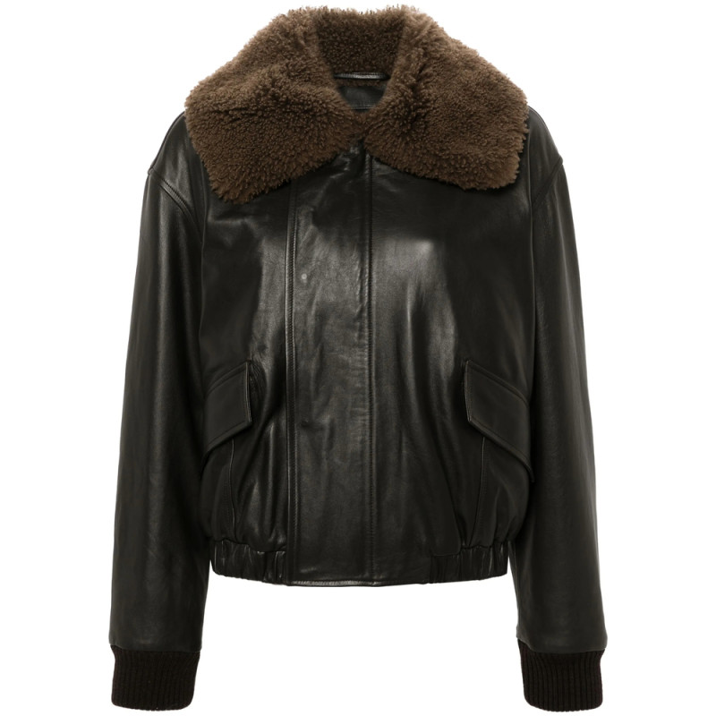 Lemaire Shearling Collar Leather Jacket