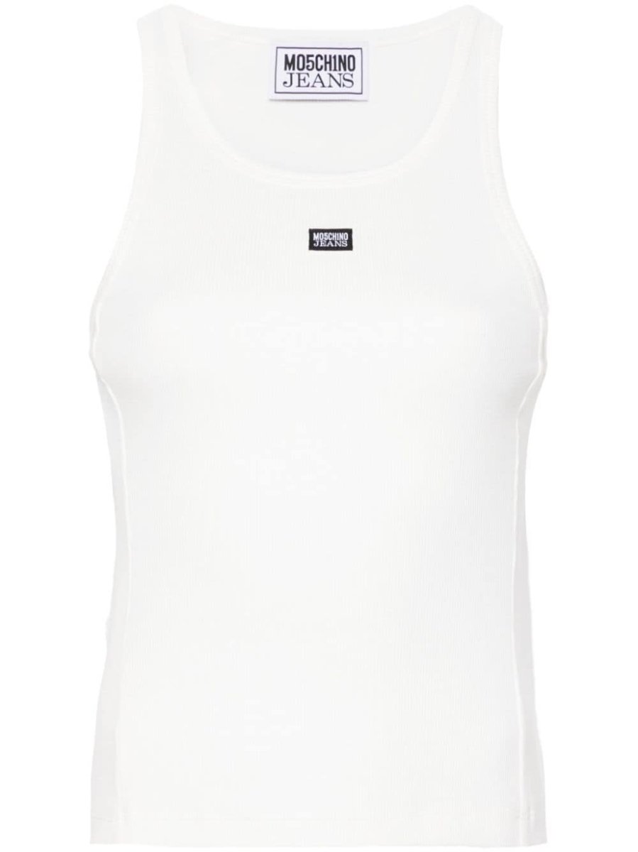 logo-patch ribbed tank top