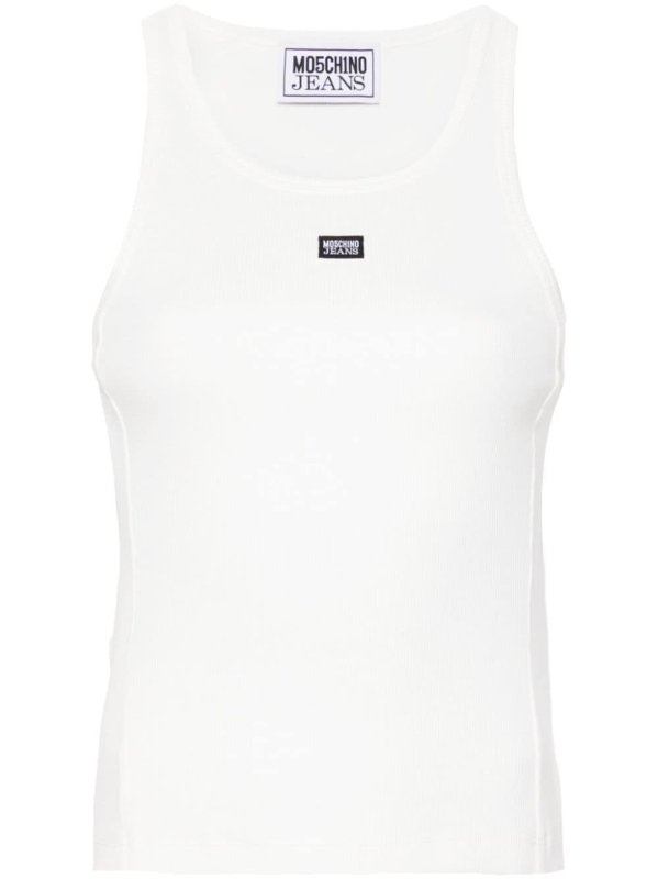 logo-patch ribbed tank top