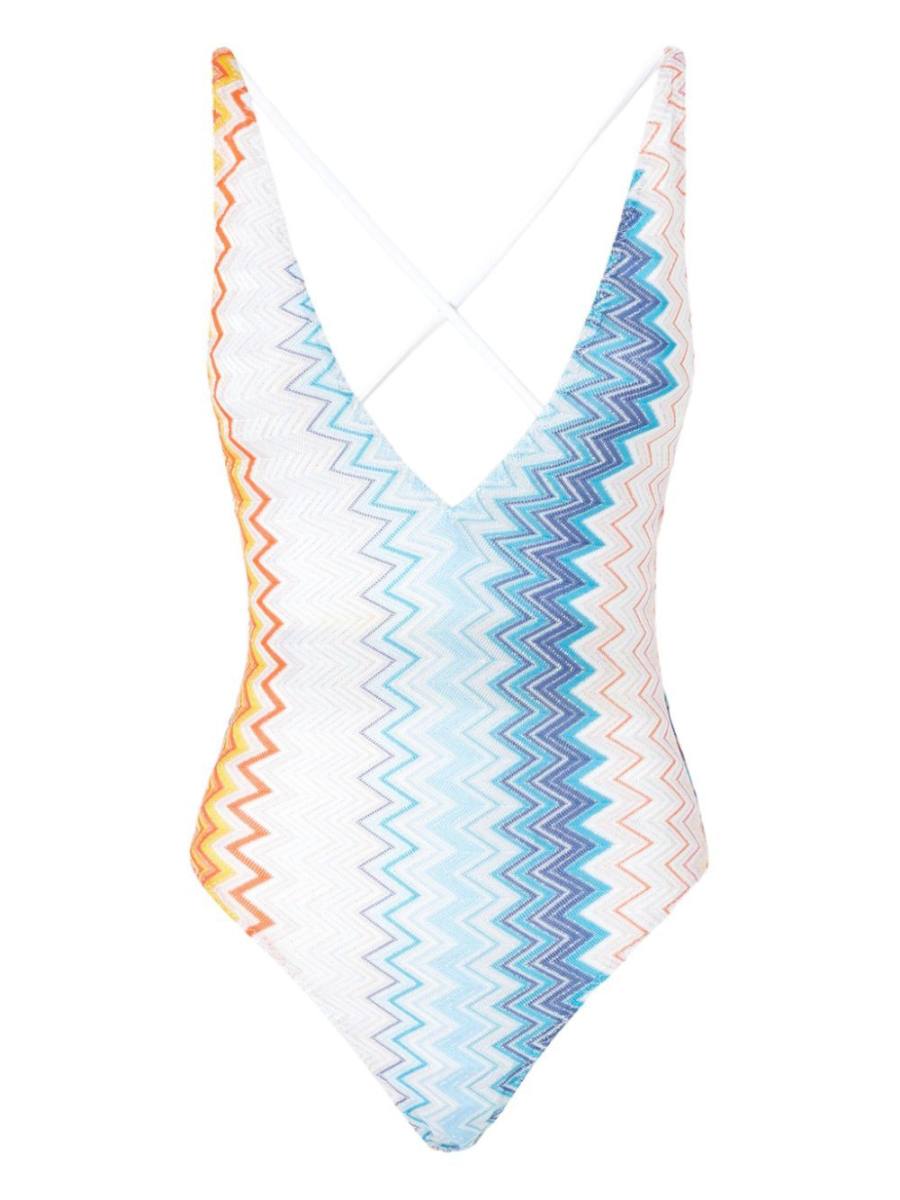 zigzag-print swimsuit