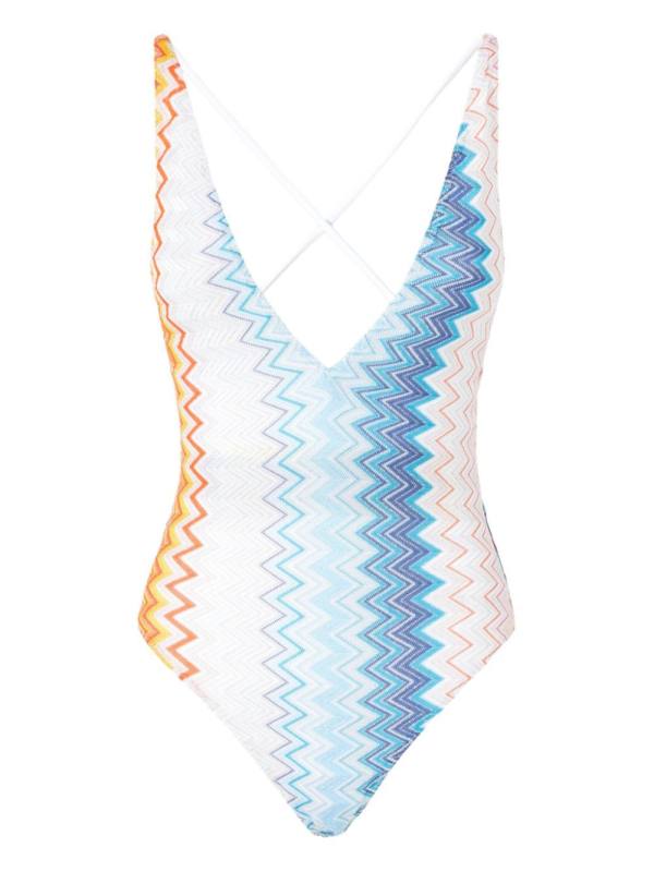 zigzag-print swimsuit