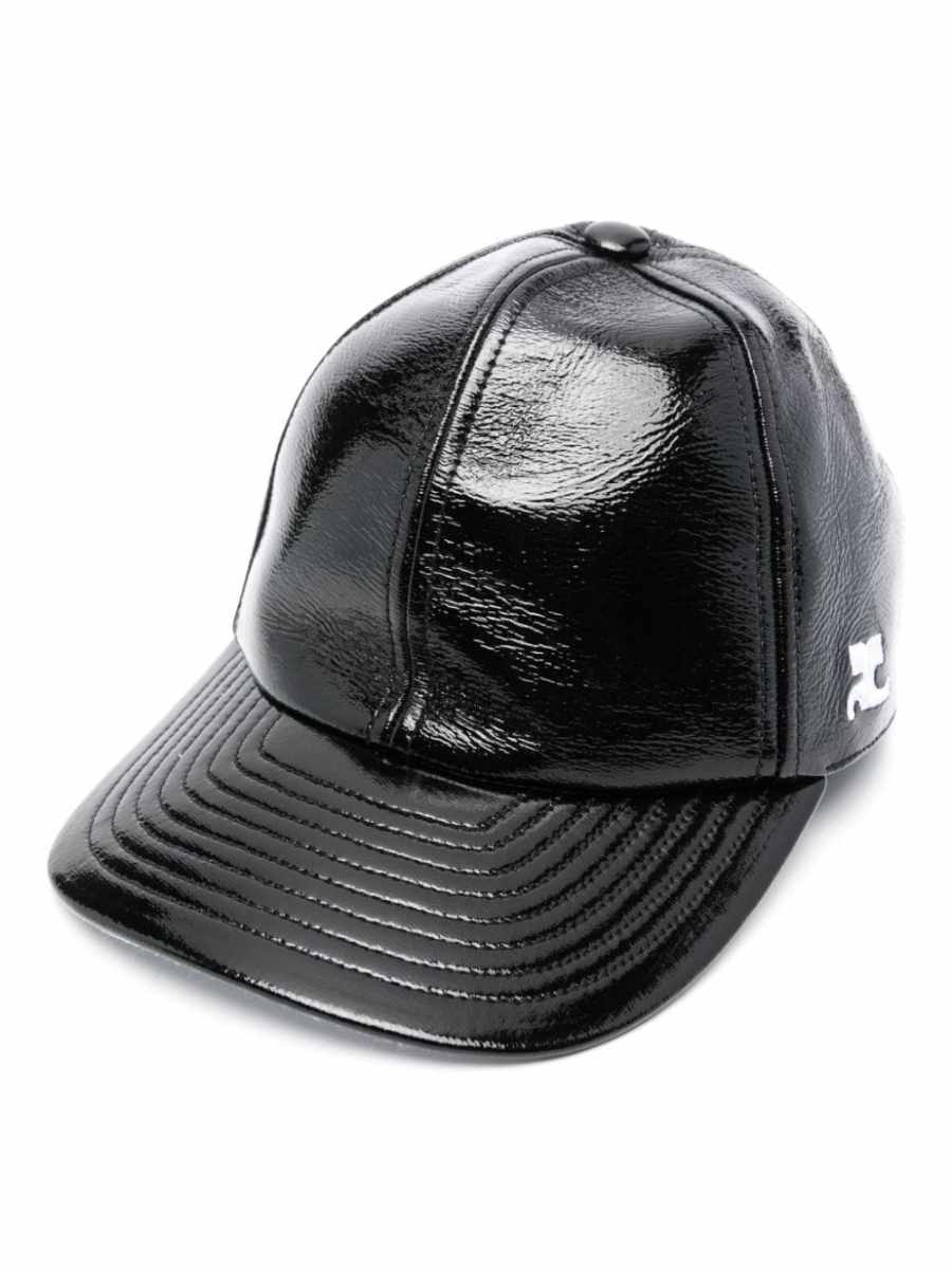 logo-embroidered patent cap