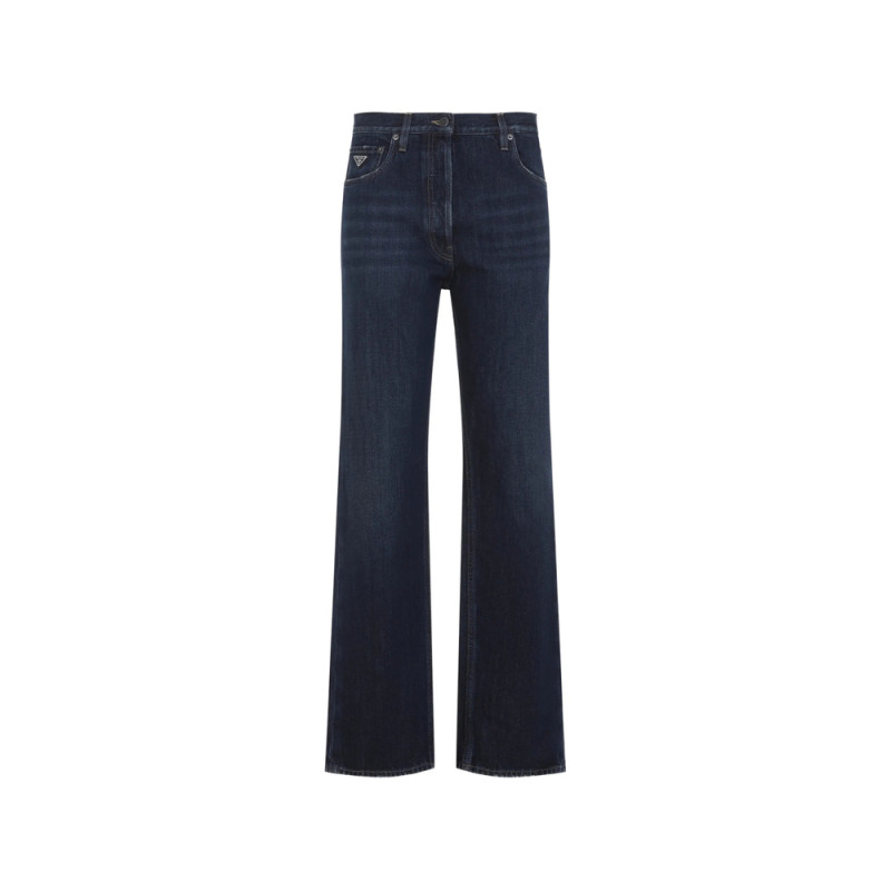 Prada Logo-plaque Wide-leg Jeans