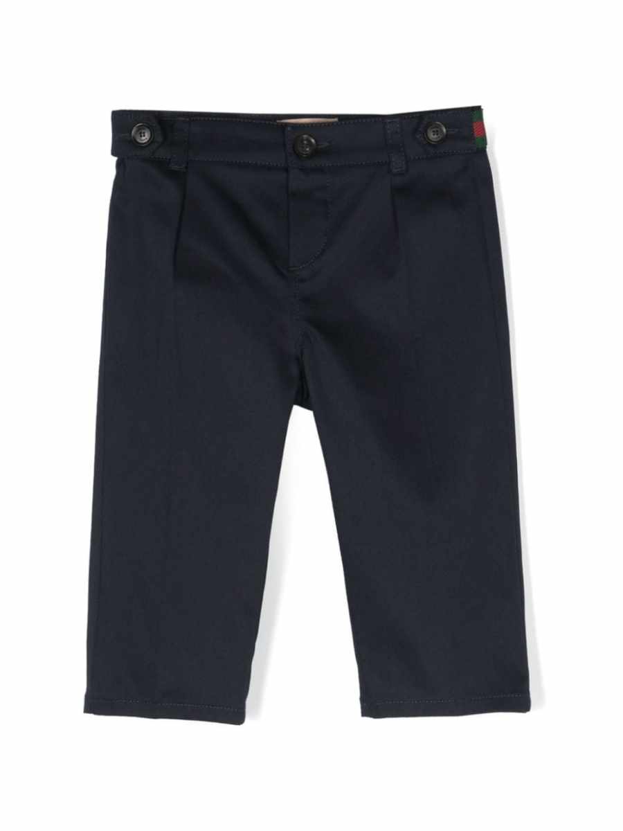 Web-stripe cotton-blend trousers
