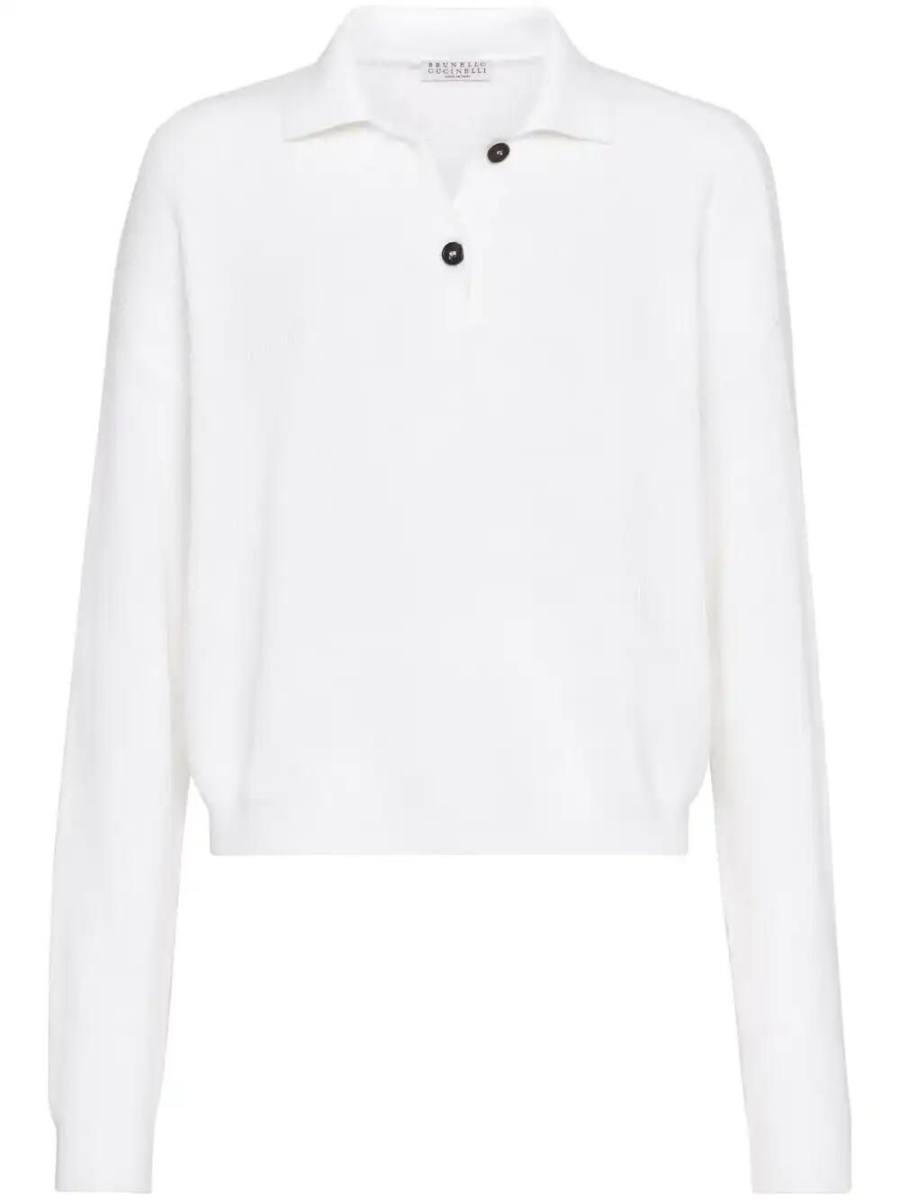 ribbed-knit polo-collar jumper
