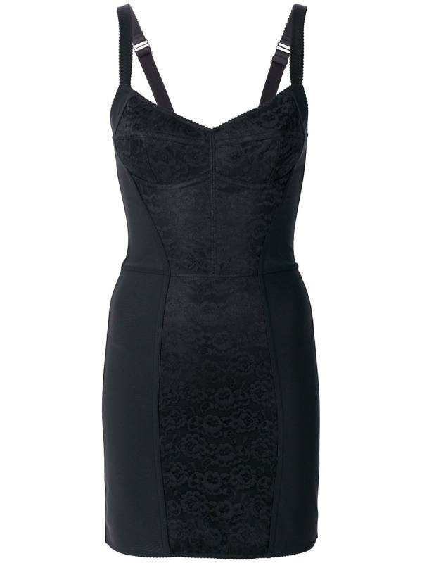 floral-lace corset slip dress