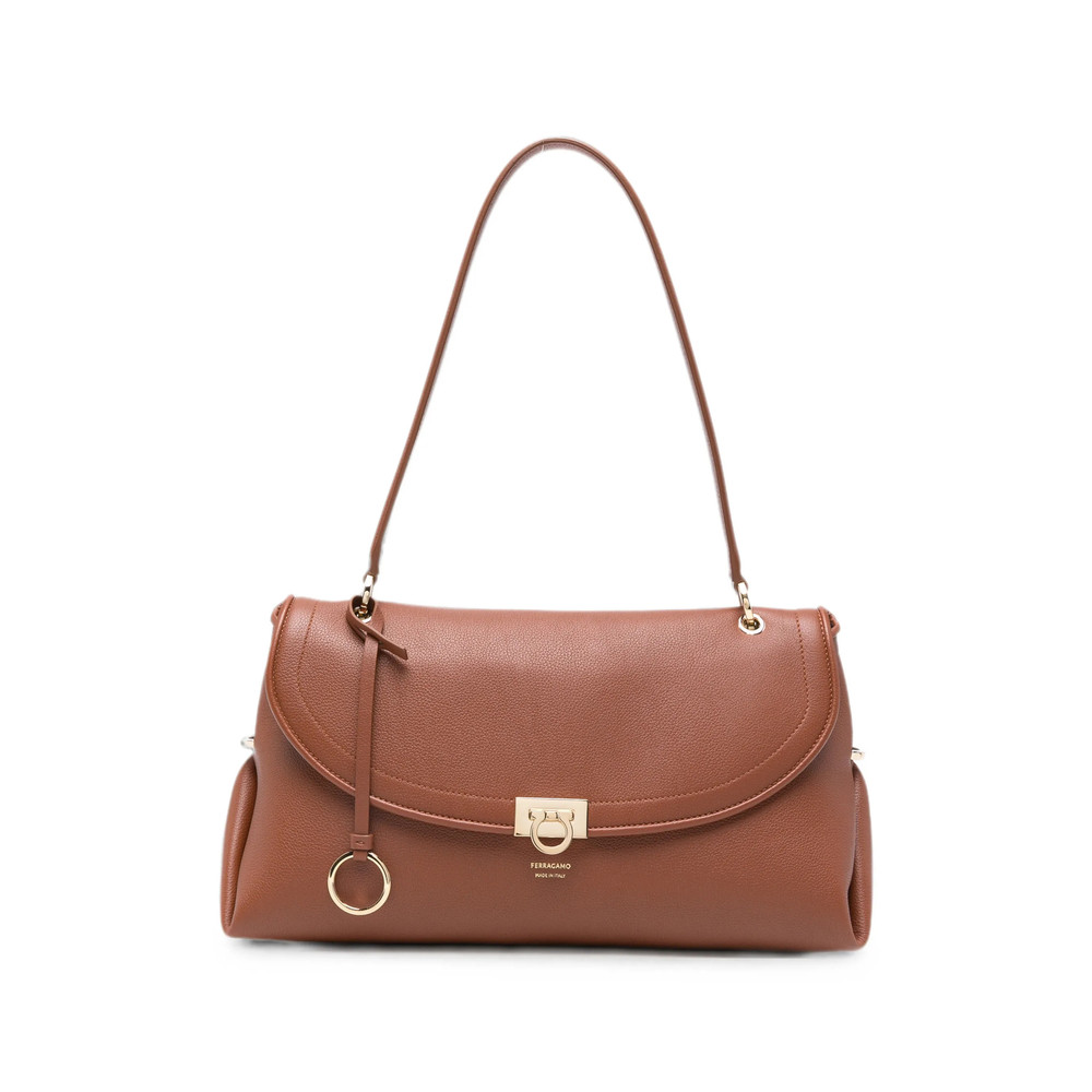 Ferragamo Gancini Pebbled Leather Tote Bag