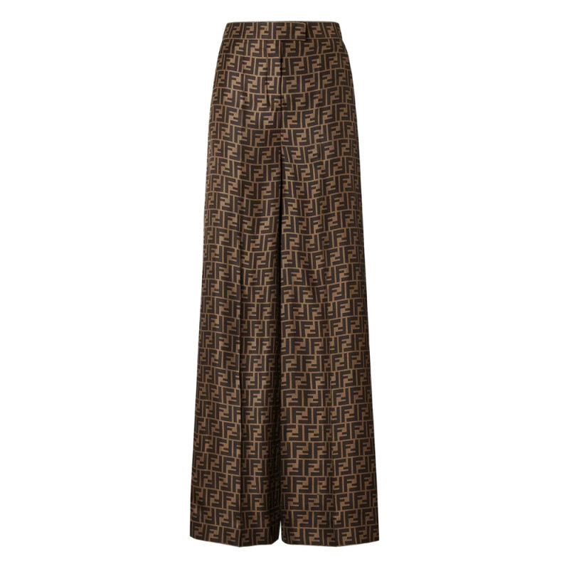 Fendi FF-monogram Pleated Silk Trousers
