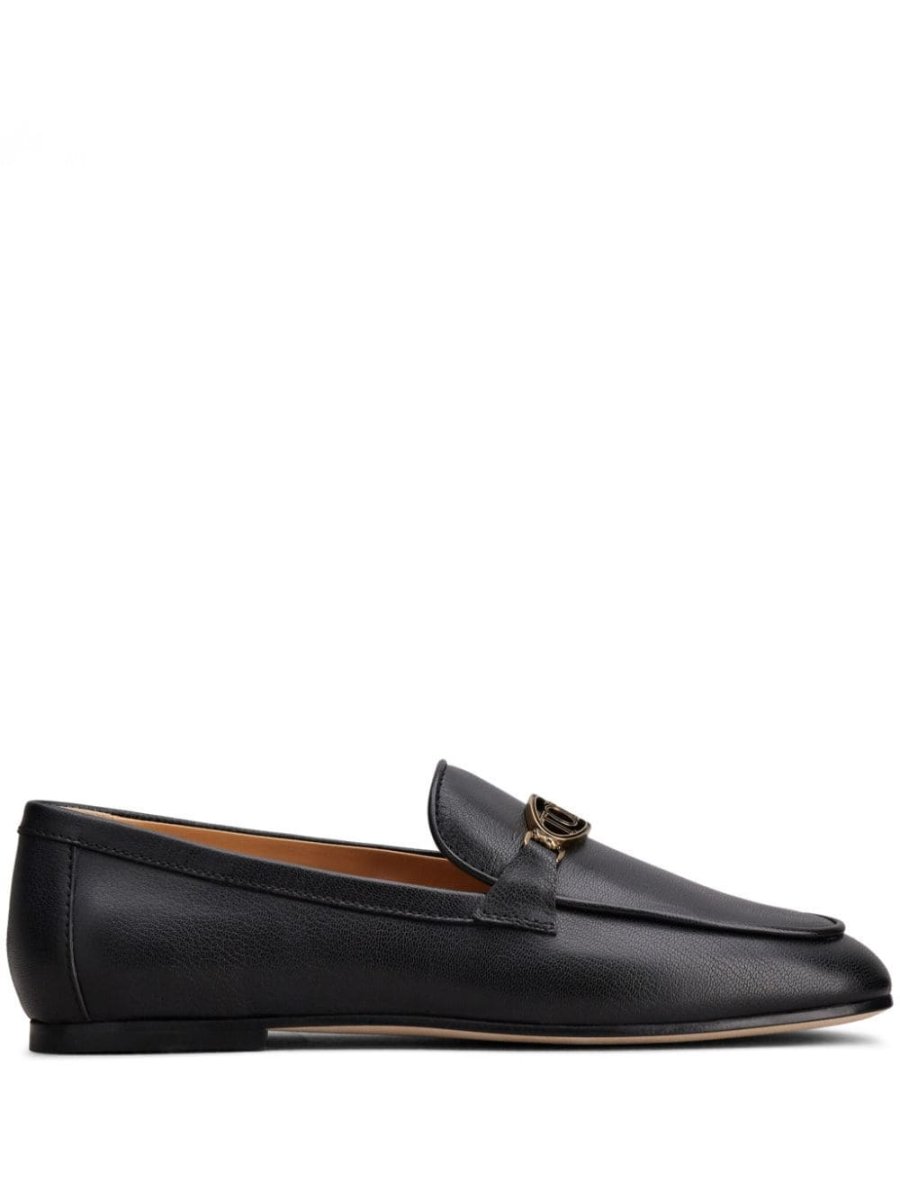 logo-plaque leather loafers