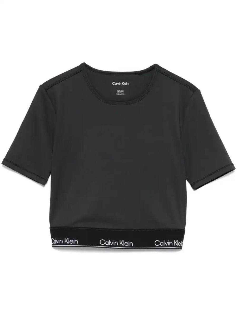 logo-waistband crop top