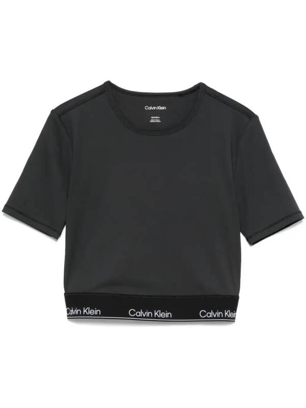 logo-waistband crop top