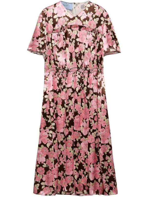 embroidered satin dress