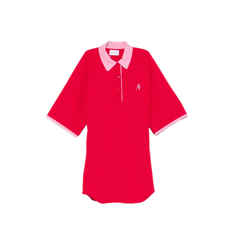 The Attico Contrast-collar Logo-embroidered Mini Dress
