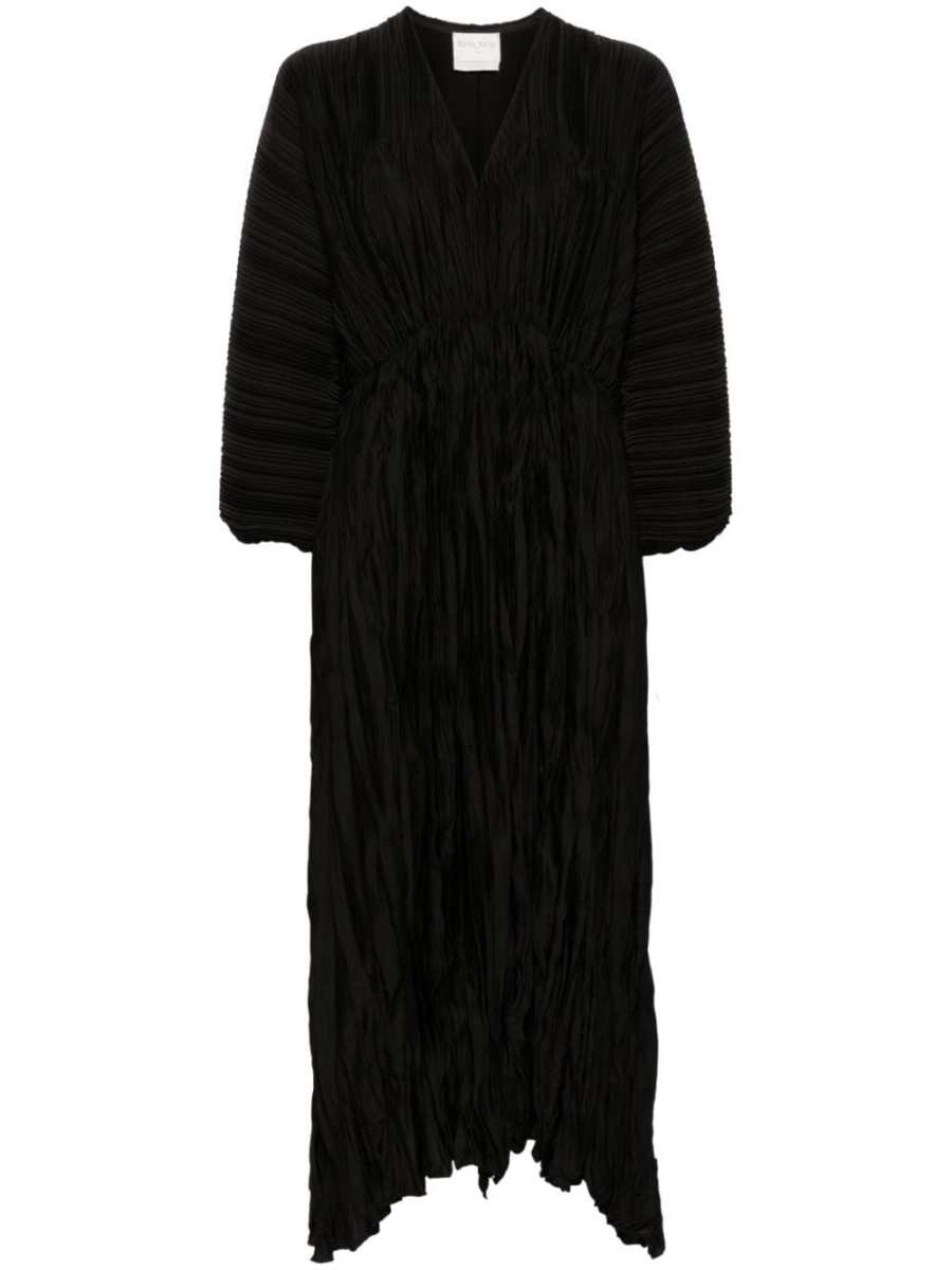 plissé-effect satin dress