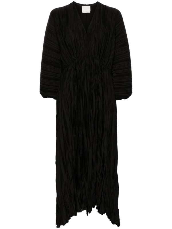 plissé-effect satin dress