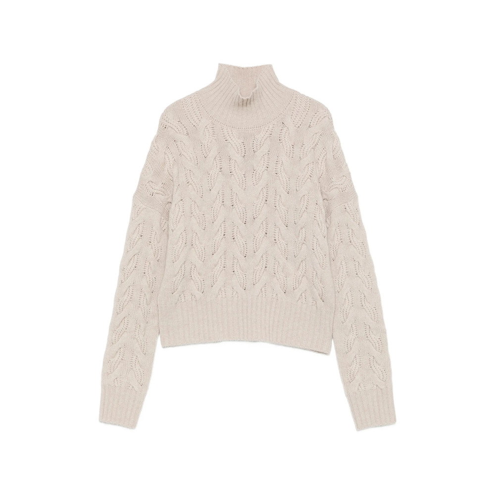 Max Mara Studio Cosmo Cable-knit High-neck Sweater