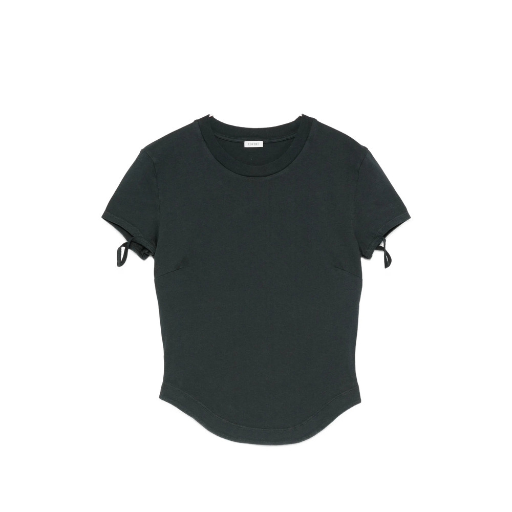 Covert Bow-detail Curved-hem T-shirt