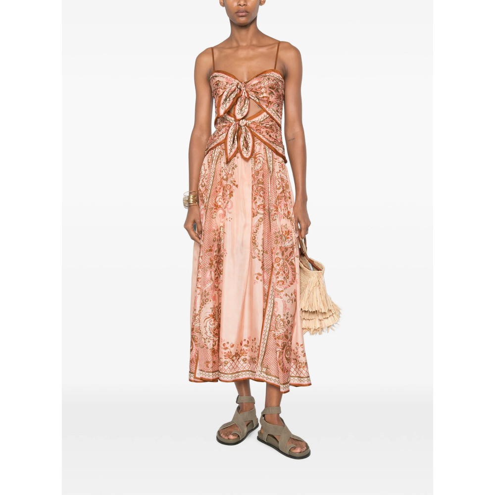 Zimmermann Aster Paisley-print Knot-detail Midi Dress