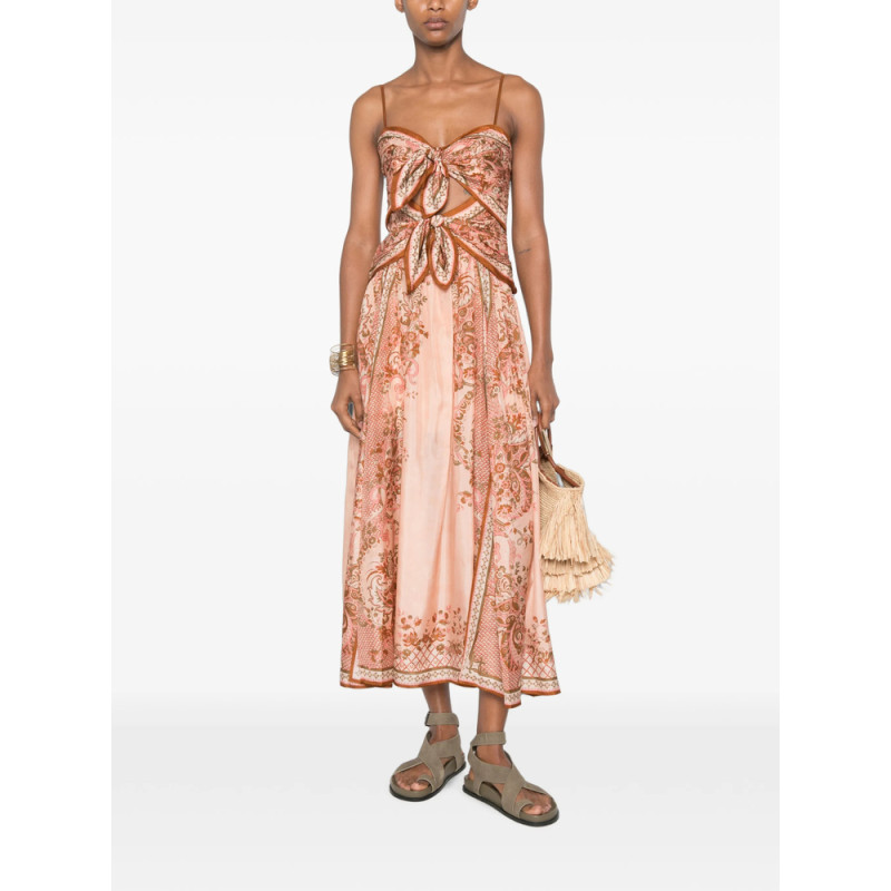 Zimmermann Aster Paisley-print Knot-detail Midi Dress