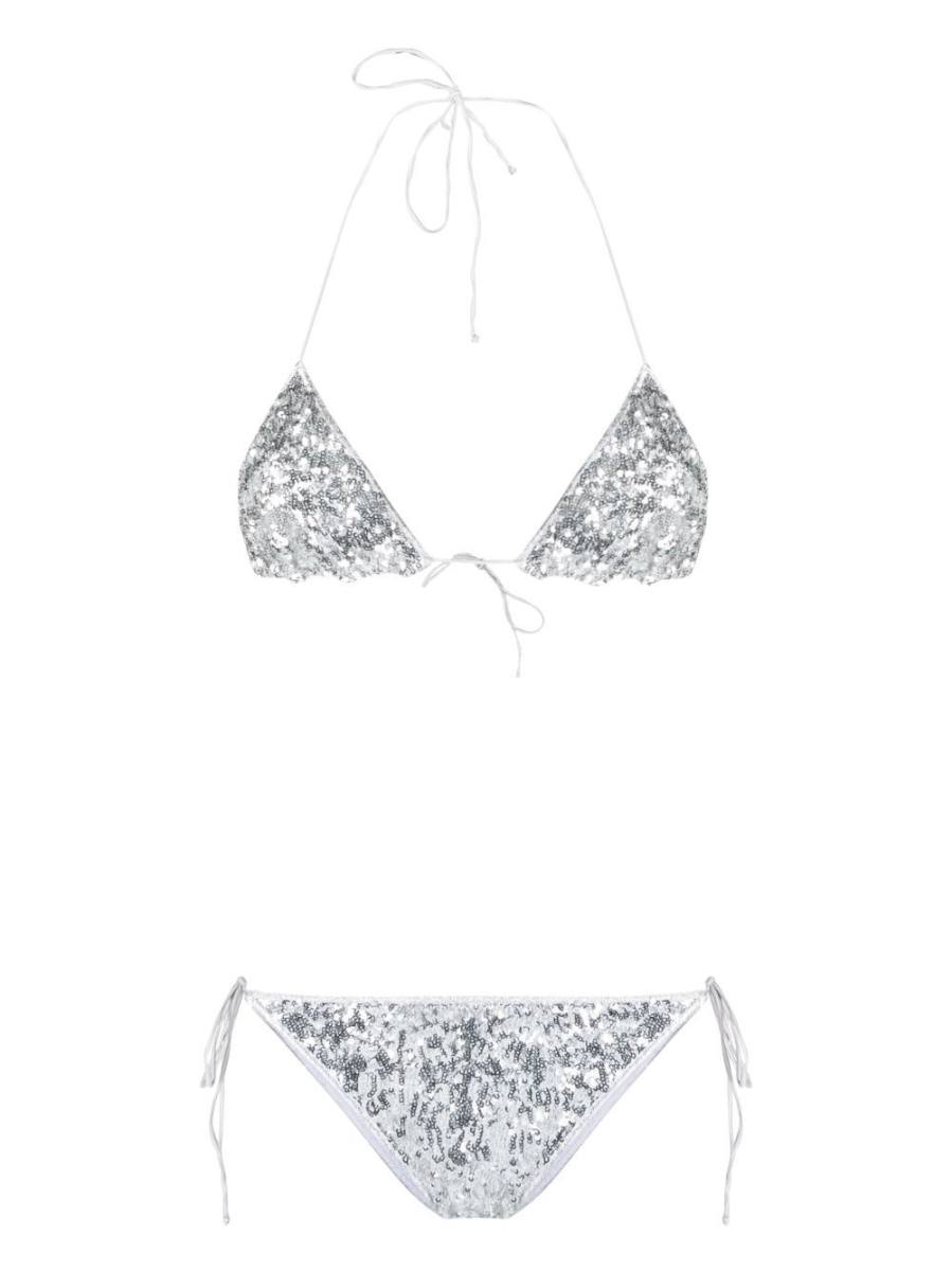 sequin-embellished triangle bikini set