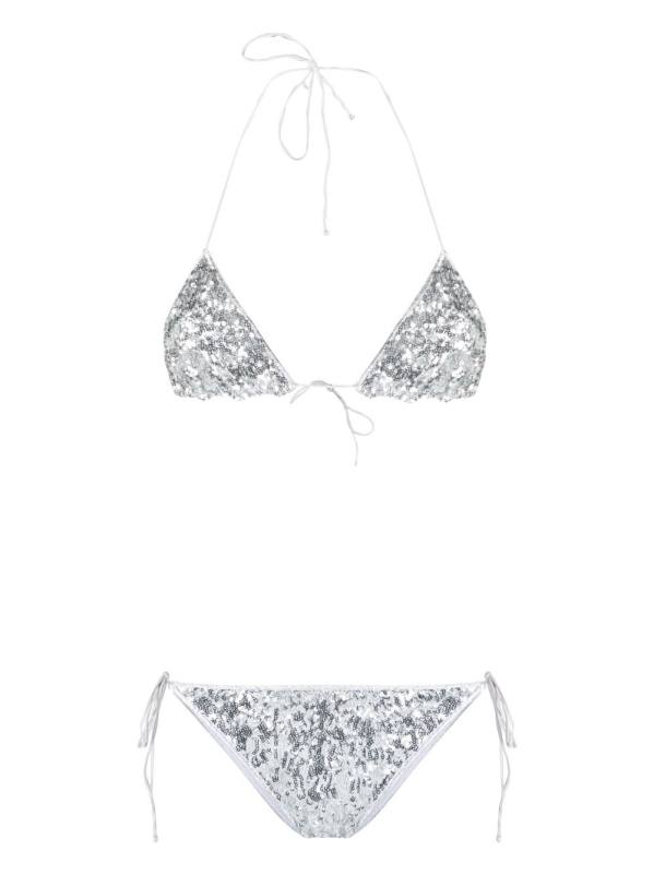 sequin-embellished triangle bikini set