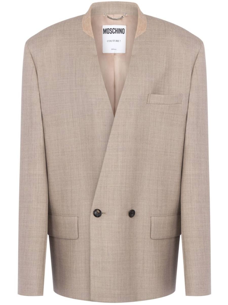 collarless double-breasted blazer