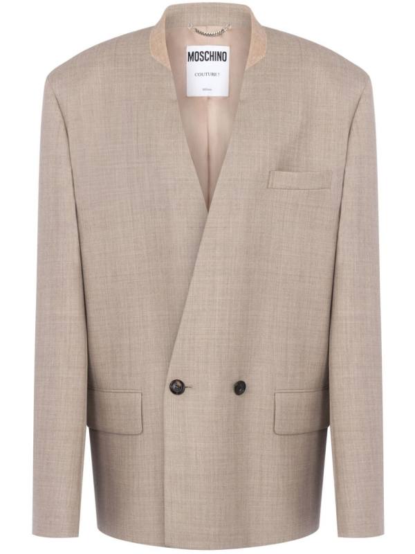 collarless double-breasted blazer