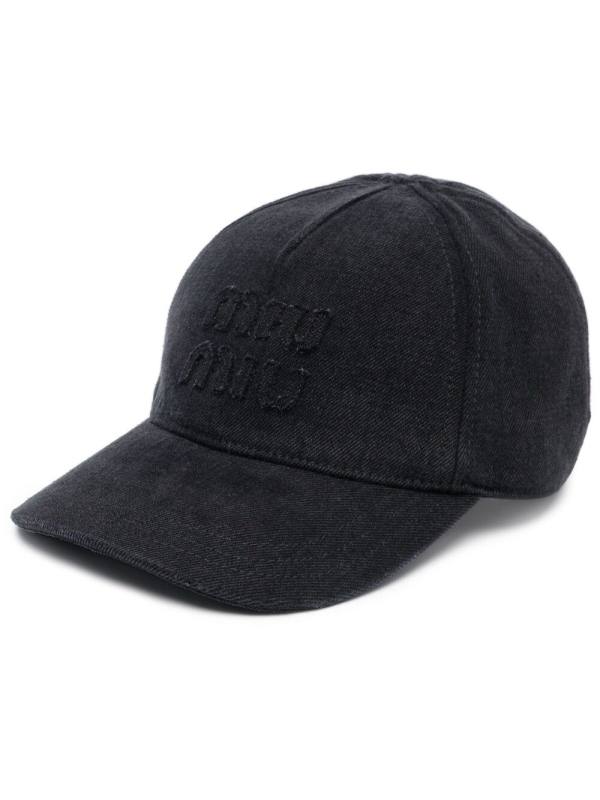 logo-embroidered denim cap
