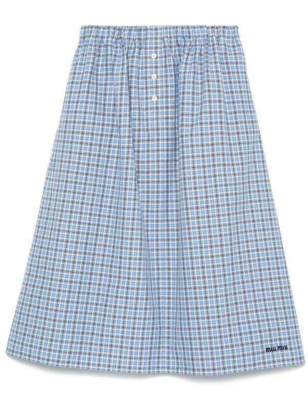 plaid-check midi skirt