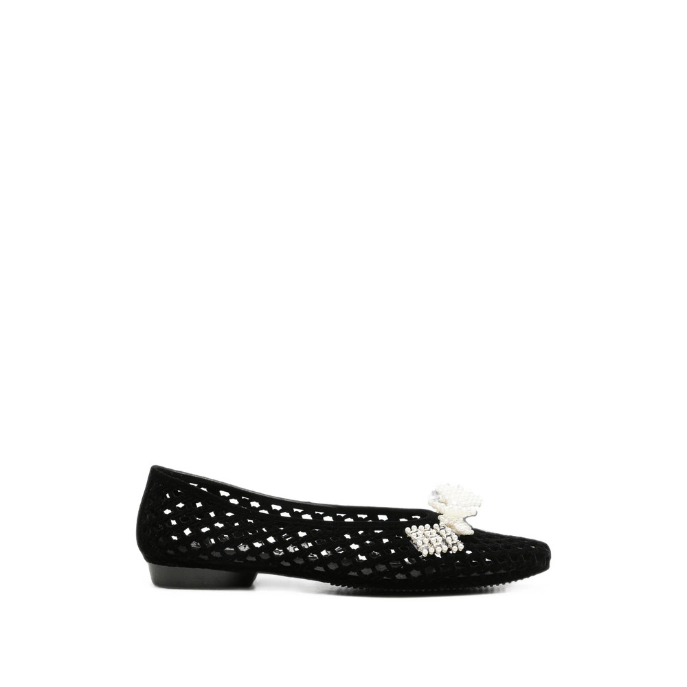 Heavenly Jelly Plush Pearl-embellished Cut-out Ballet Flats