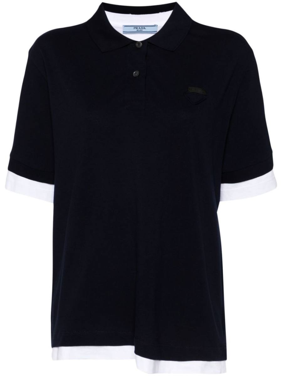 logo-patch layered polo shirt