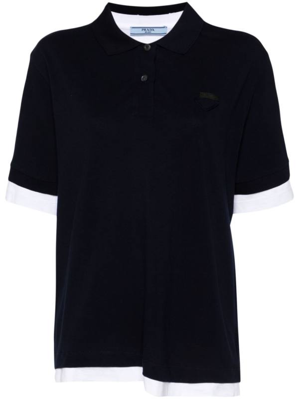 logo-patch layered polo shirt
